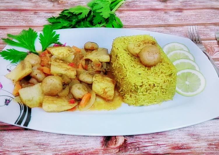 صينية سمك بالخضار و الارز
