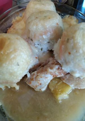Ananászos csirke-/pulykamell sütőben, sajttal borított rizshalmokkal recept fotója