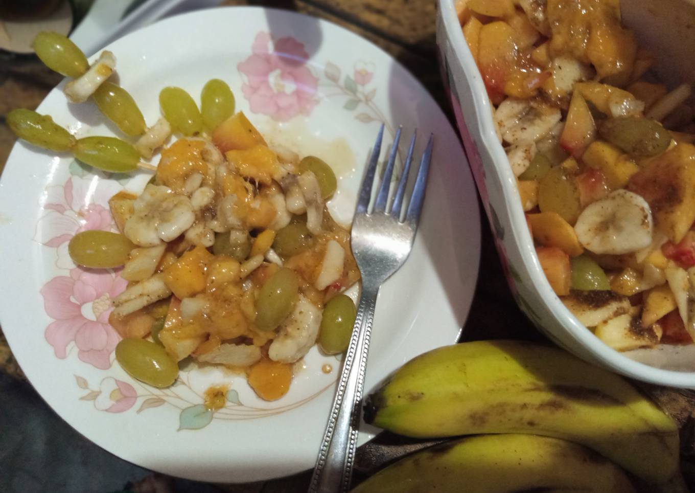 Fun with fruits with sugar syrup