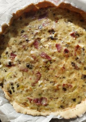A picture of Quiche of bacon and zuccini.