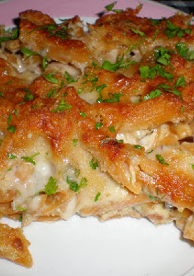 Una foto de Pasta al queso gratinada