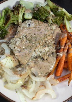 รูปของ สเต็กอกไก่หมัก🍗🥦🥕🍅🥗