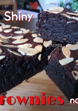 Foto resep Brownies Fudgy & Shiny Crust | tanpa mixer hanya 2 telur