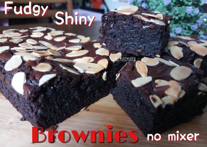 Brownies Fudgy & Shiny Crust | tanpa mixer hanya 2 telur