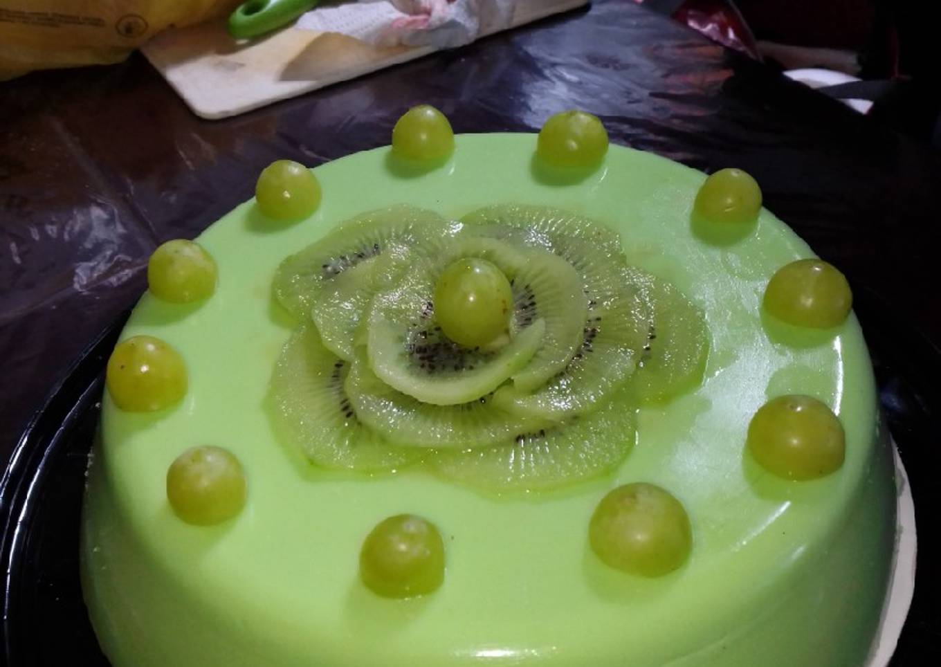 Gelatina de limón y uva verde