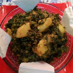 A picture of Potato mix radish leaves bhurji.
