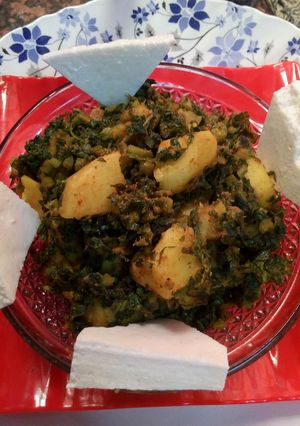 A picture of Potato mix radish leaves bhurji.