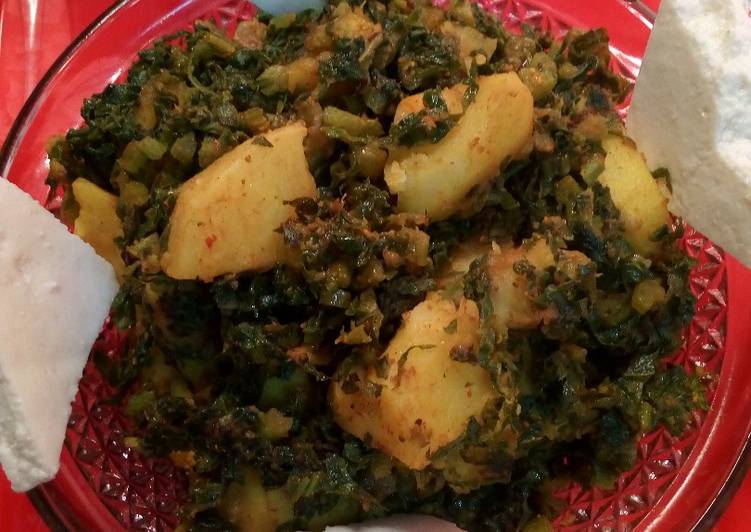 Potato mix radish leaves bhurji