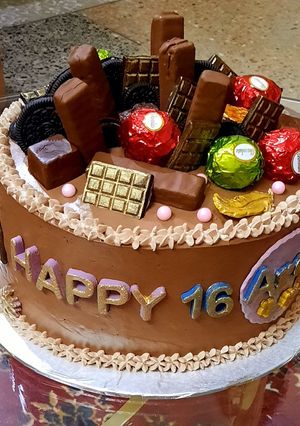 A picture of Chocolate loaded fudge cake 🎂.