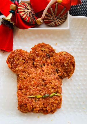 A picture of Gajar Halwa with condensed milk.
