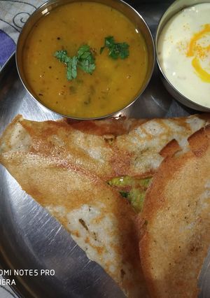 A picture of Crispy dosa with sweet corn filling.