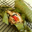 Nasi bakar telur asin, teri, jamur dan kemangi
