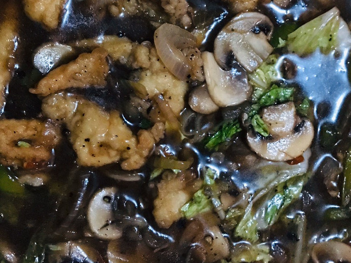 Resep Ayam jamur lada hitam Anti Gagal