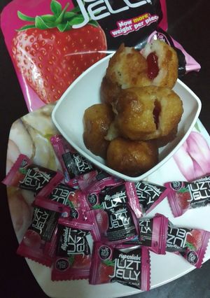 A picture of Jelly filled sweet bread roll.