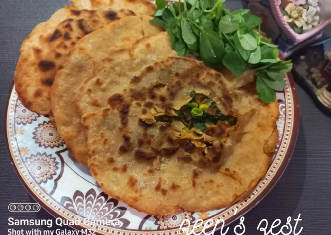 Matar and Methi Parathas