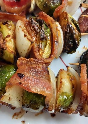 A picture of Brussels Sprouts Kabobs.