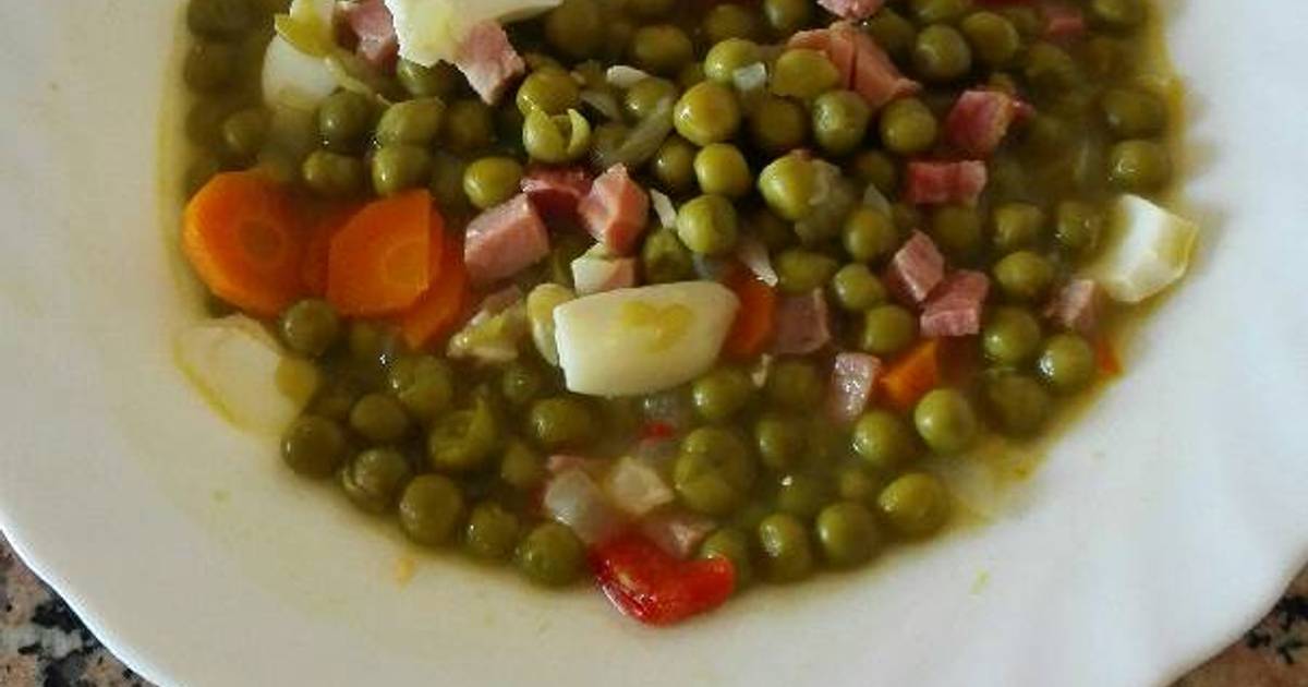 Guisantes con jamón Receta de Aroa- Cookpad