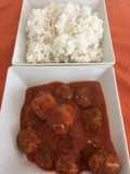 Arroz con albóndigas de falafel (Vegano)