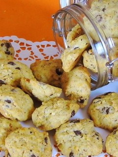 A picture of Orange Cookies with Hazelnuts & Chocolate Chips.