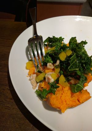 A picture of Sweet Lemon Potato Chicken and Kale (Whole30).