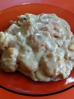 Una foto de Gambones en salsa de cacahuetes y curry
