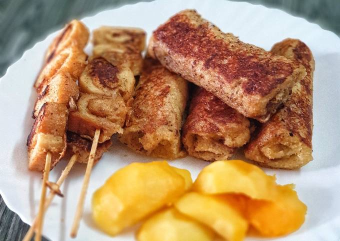 French Toast Rolls Filled with chocolate