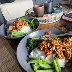 A picture of Beef Bulgogi With Pickled Cucumber.