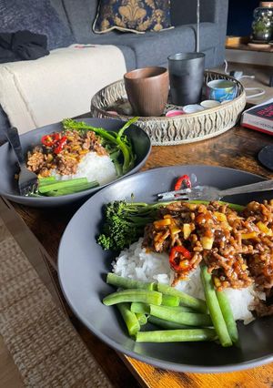 A picture of Beef Bulgogi With Pickled Cucumber.