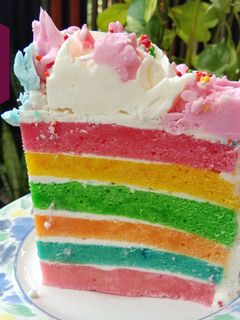 Foto resep Rainbow cake kukus,kue ulang tahun simple