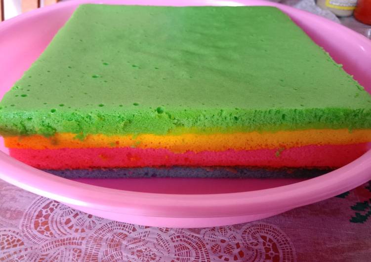 Bagaimana Menyiapkan 2. Bolu Pelangi 4 Warna, Bikin Ngiler