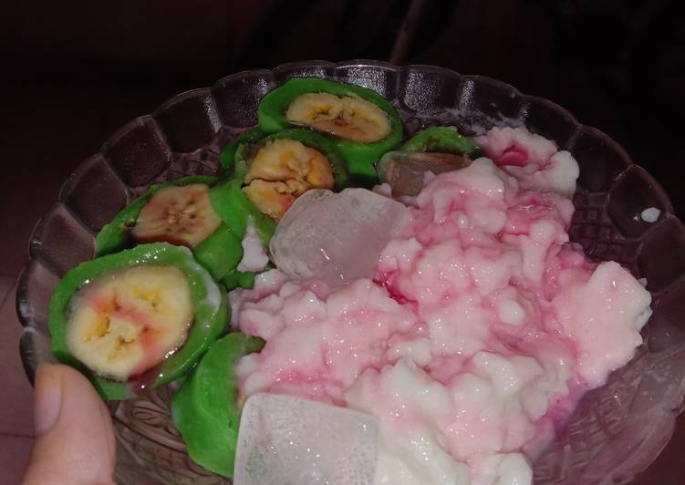 Kiat-kiat membuat Es pisang ijo 🍌🍧 gurih