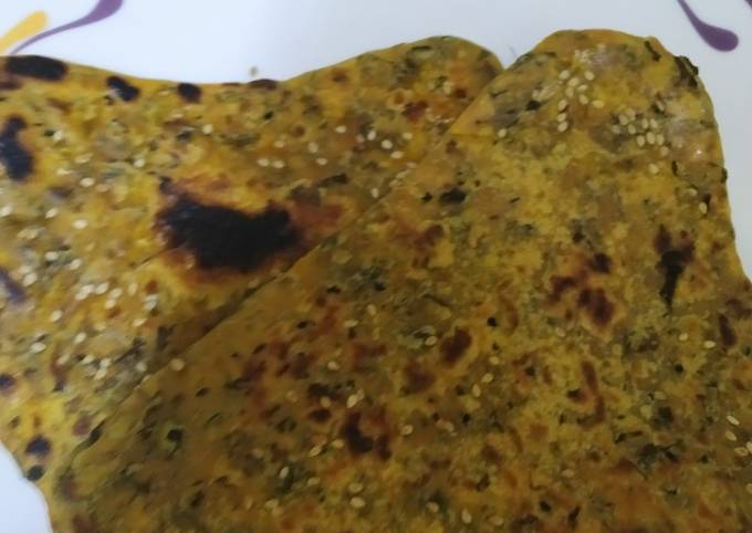 Methi and sesame paratha (Indian bread)