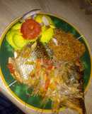 Arroz de coco con mojarra grande sudada
