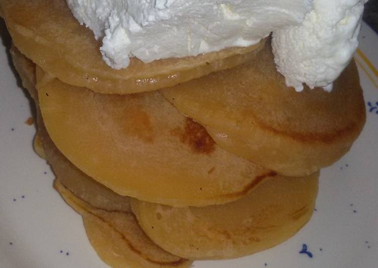 Pancakes topped with ice cream