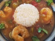 A picture of chicken and sausage gumbo