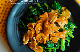 Resep Sawi Siram Ayam Jamur Menu Enak