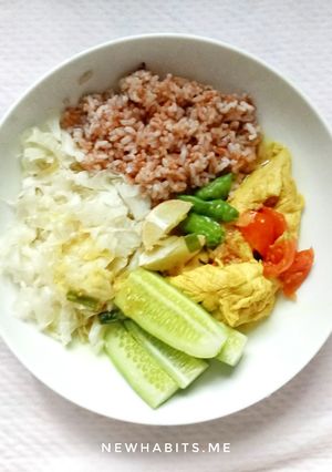 Foto resep Soto Ayam lamongan + nasi + kubis : 335 kcal #menudiet