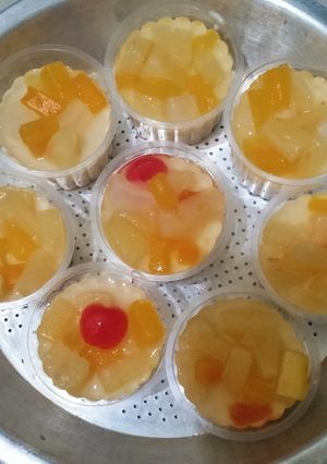 Foto resep Puding Susu Toping Buah Kaleng