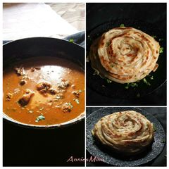 A picture of Parotta and Chicken Salna.