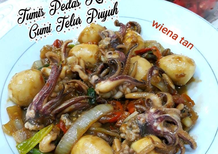 Resep Tumis Pedas Kepala Cumi Telur Puyuh, Enak Banget