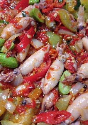 Foto resep Oseng cumi asin pedas kecombrang pete