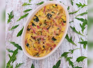 Une photo de Gratin de courgettes/bacon à la cancoillotte