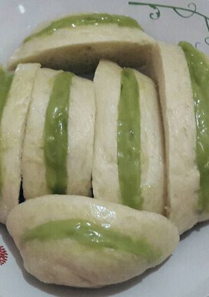 Foto resep Roti kukus belah topping Srikaya Pandan
