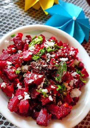 A picture of Beetroot Poriyal.
