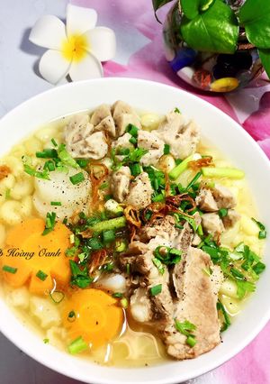 Hình của món Nui Nấu Sườn + Bò Viên.