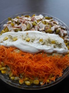 عکسی از دستور سالاد الویه با ژامبون مرغ