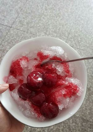 Hình của món Siro mận + đá bào.