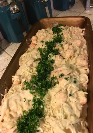 صورة لوصفة معكرونه الباشاميل بخلطه الجمبري