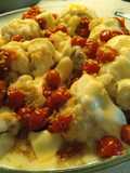 Coliflor con salsa de queso y Cherry asados