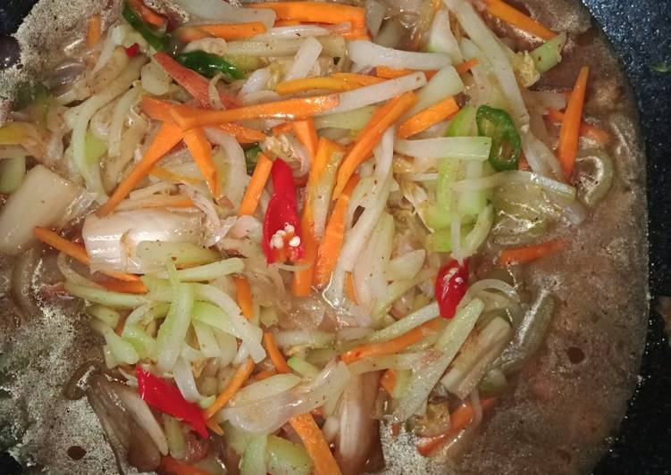Cara olah Tumis Labu Siam dengan Acar Kimchi , Enak Banget